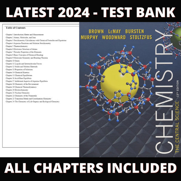 Test Bank - Chemestry The Science 13th Edition (Brown,2015), chapter 1-24-Guide Bank Pro