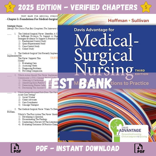 Test Bank – Davis Advantage for Medical-Surgical Nursing 3rd Edition (Hoffman, 2023)-Guide Bank Pro