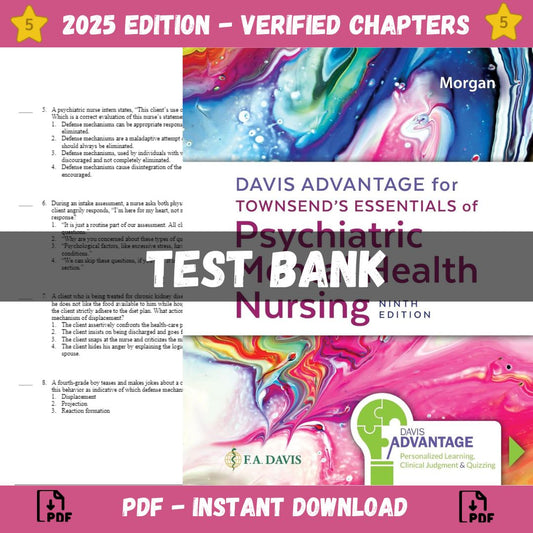 Test Bank – Davis Advantage for Townsend’s Essentials of Psychiatric Mental Health Nursing, 9th Edition (Morgan, 2023)-Guide Bank Pro