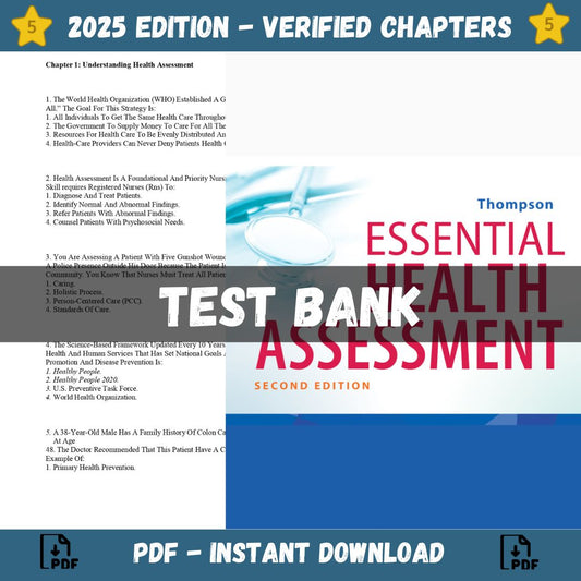 Test Bank – Essential Health Assessment 2nd Edition (Thompson, 2023)-Guide Bank Pro