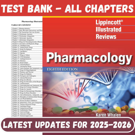 Test Bank For Lippincott Illustrated Reviews Pharmacology 8th Edition By Whalen-Guide Bank Pro