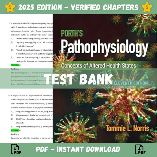Test Bank – Porth’s Pathophysiology Concepts of Altered Health States 11th Edition (Norris, 2024)-Guide Bank Pro