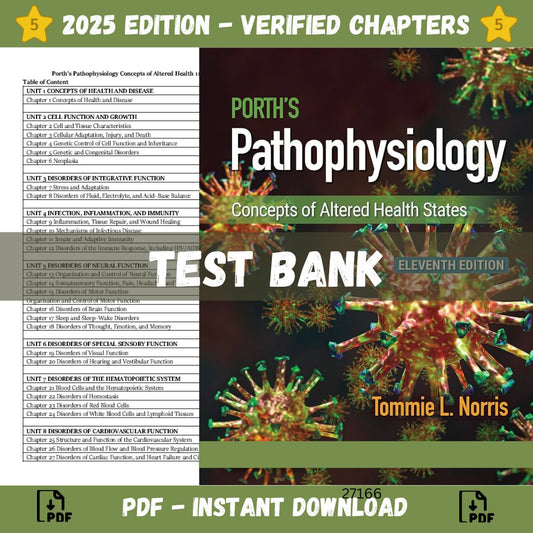 Test Bank – Porth’s Pathophysiology Concepts of Altered Health States 11th Edition (Tommie L. Norris, 2024)-Guide Bank Pro