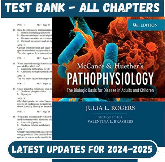 Test Bank for Pathophysiology The Biologic Basis for Disease in Adults 9th Edition by McCance Huethers-Guide Bank Pro