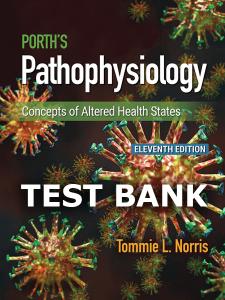 Test Bank for Porths Pathophysiology 11th by Norris-Guide Bank Pro