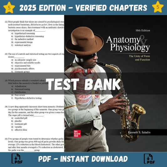 Test bank – Anatomy and Physiology The Unity of Form and Function, 10th Edition (Saladin, 2021)-Guide Bank Pro