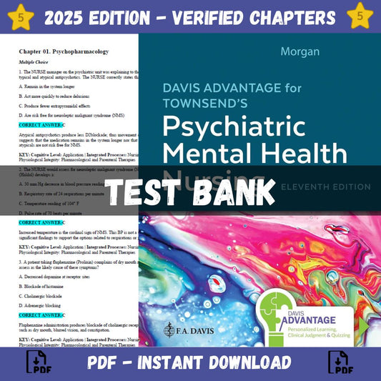 Test bank – Davis Advantage for Townsend’s Psychiatric Mental Health Nursing, 11th Edition (Karyn I. Morgan, 2023)-Guide Bank Pro