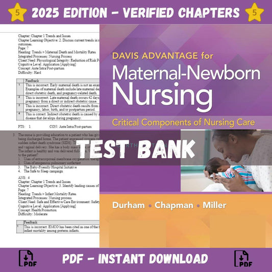 Test bank – Maternal-Newborn Nursing The Critical Components of Nursing Care, 4th Edition (Roberta Durham, 2022)-Guide Bank Pro