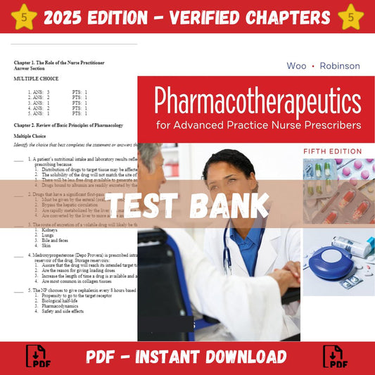 Test bank – Pharmacotherapeutics for Advanced Practice Nurse Prescribers 5th Edition (Robinson, 2020)-Guide Bank Pro