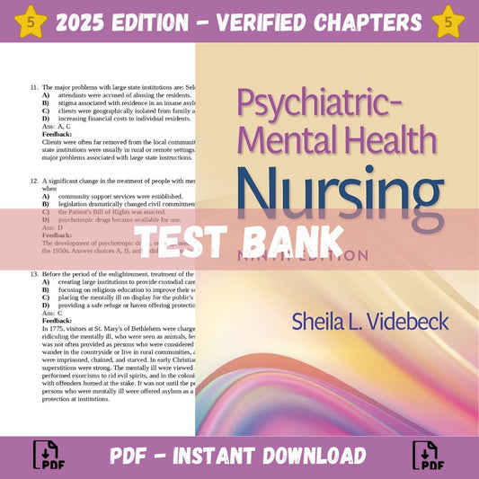 Test bank – Psychiatric Mental Health Nursing, 9th Edition (Videbeck, 2023)-Guide Bank Pro