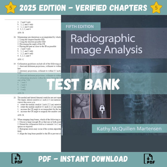 Test bank – Radiographic Image Analysis 5th Edition (Martensen, 2019)-Guide Bank Pro